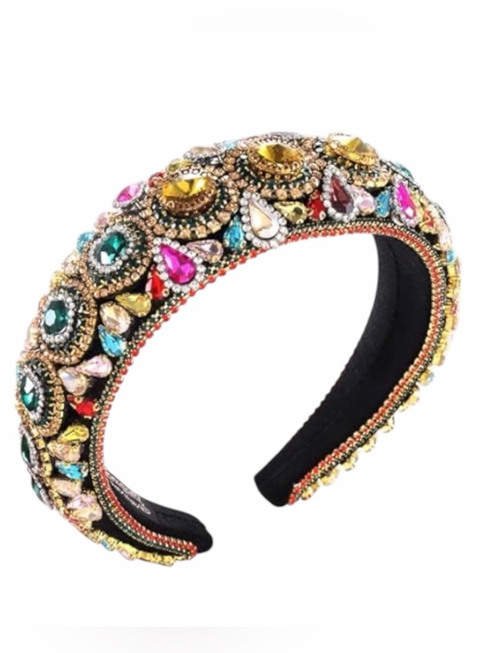 Accessories - Handmade Fabulous Glass Rhinestone Bling Headband Black Velvet Runway Piece